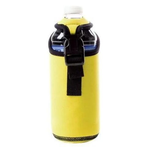 Étui pour bouteille d'eau/canette DBI-SALA® 3M<sup>MC</sup>, avec un câble d'attache boudiné à  crochets, noir, jaune